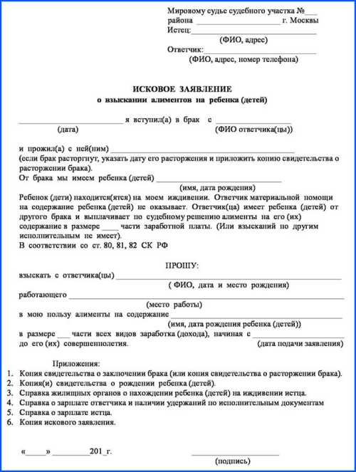 Как написать заявление на алименты в суд?