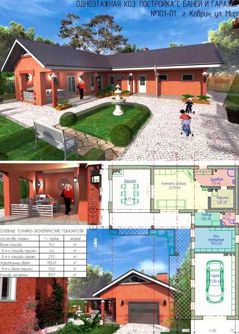 Правильная планировка участка с домом, гаражом и баней