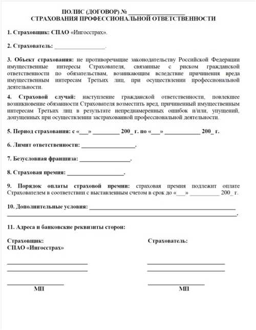Виды страхования профессиональной ответственности